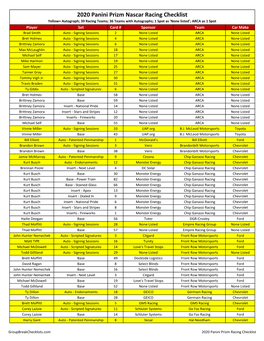 2020 Panini Prizm Racing Checklist NASCAR