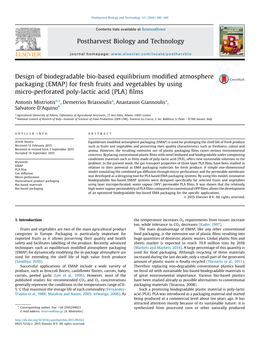 Design of Biodegradable Bio-Based Equilibrium Modified Atmosphere