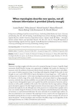 ﻿When Mycologists Describe New Species, Not All Relevant