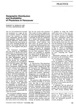 PRACTICE Geographic Distribution and Availability of Physicians In