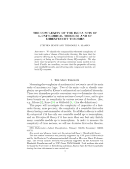 The Complexity of the Index Sets of ℵ0-Categorical Theories and of Ehrenfeucht Theories