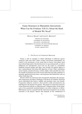 Game Structures in Mutualistic Interactions: What Can the Evidence Tell Us About the Kind of Models We Need?