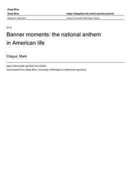 Banner Moments: the National Anthem in American Life