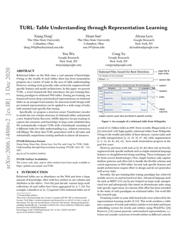 TURL: Table Understanding Through Representation Learning