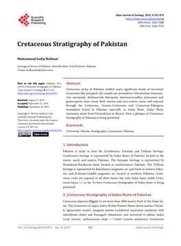 Cretaceous Stratigraphy of Pakistan