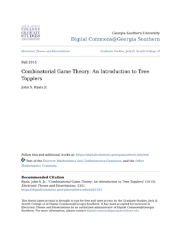 Combinatorial Game Theory: an Introduction to Tree Topplers