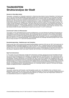 TAUNUSSTEIN Strukturanalyse Der Stadt