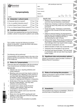 Tympanoplasty Procedural Consent and Patient Information Sheet