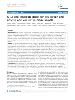 Qtls and Candidate Genes for Desiccation and Abscisic Acid