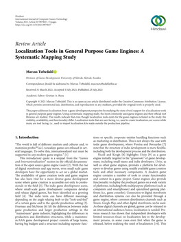 Localization Tools in General Purpose Game Engines: a Systematic Mapping Study