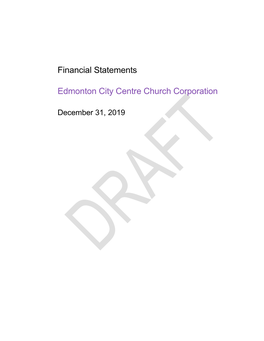 Financial Statements Edmonton City Centre Church Corporation