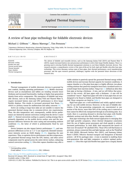 A Review of Heat Pipe Technology for Foldable Electronic Devices