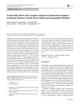 Contractile Effects and Receptor Analysis of Adenosine-Receptors in Human Detrusor Muscle from Stable and Neuropathic Bladders