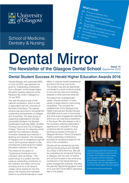 Dental Mirror Issue 14 Issue 14 the Newsletter of the Glasgow Dental School Septembernovember 2016