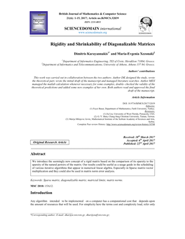 Rigidity and Shrinkability of Diagonalizable Matrices