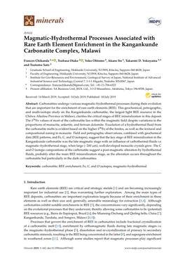 Magmatic-Hydrothermal Processes Associated with Rare Earth Element Enrichment in the Kangankunde Carbonatite Complex, Malawi