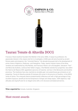 Taurasi Tenute Di Altavilla DOCG