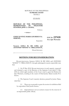 Motion for Reconsideration