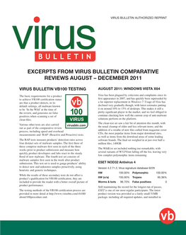 Excerpts from Virus Bulletin Comparative Reviews August – December 2011