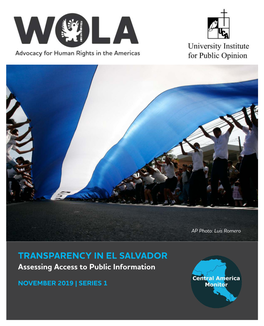 TRANSPARENCY in EL SALVADOR Assessing Access to Public Information