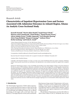 Characteristics of Inpatient Hypertension Cases and Factors Associated with Admission Outcomes in Ashanti Region, Ghana: an Analytic Cross-Sectional Study