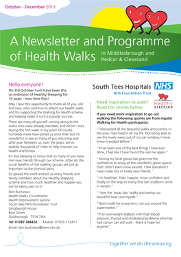 A Newsletter and Programme in Middlesbrough and of Health Walks Redcar & Cleveland