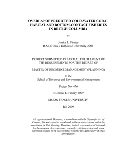 Overlap of Predicted Cold-Water Coral Habitat and Bottom-Contact Fisheries in British Columbia