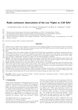 Radio Continuum Observations of the Leo Triplet at 2.64