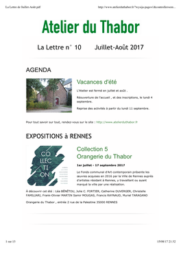 La Lettre De Juillet-Août Pdf