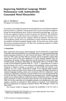 Improving Statistical Language Model Performance with Automatically Generated Word Hierarchies