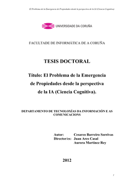 El Problema De La Emergencia De Propiedades Desde La Perspectiva De La IA (Ciencia Cognitiva)