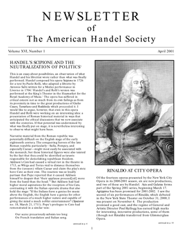 NEWSLETTER of the American Handel Society