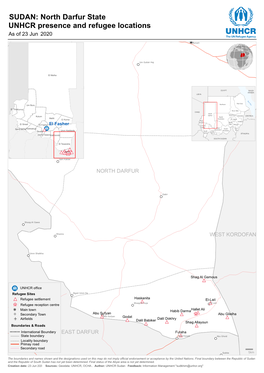 North Darfur State UNHCR Presence and Refugee Locations As of 23 Jun 2020