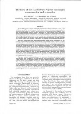 The Biota of the Hawkesbury-Nepean Catchment: Reconstruction and Restoration