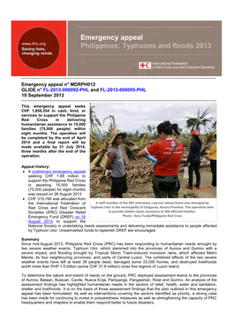 Emergency Appeal Philippines: Typhoons and Floods 2013