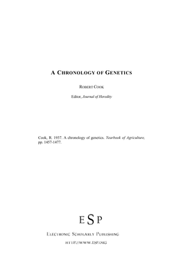 (1937): a Chronology of Genetics