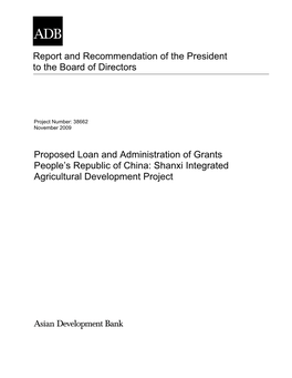 Report and Recommendation of the President to the Board of Directors