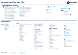 Broadcast Centres List