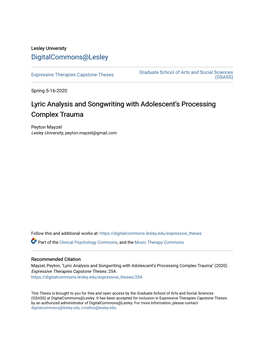 Lyric Analysis and Songwriting with Adolescent's Processing Complex