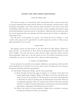 Jones Polynomial of Knots