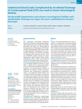 Undetected Dural Leaks Complicated by Accidental Drainage of Cerebrospinal Fluid (CSF) Can Lead to Severe Neurological Deficits