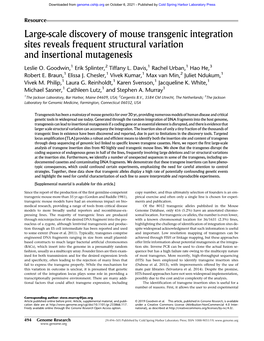 Large-Scale Discovery of Mouse Transgenic Integration Sites Reveals Frequent Structural Variation and Insertional Mutagenesis