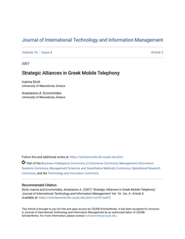 Strategic Alliances in Greek Mobile Telephony