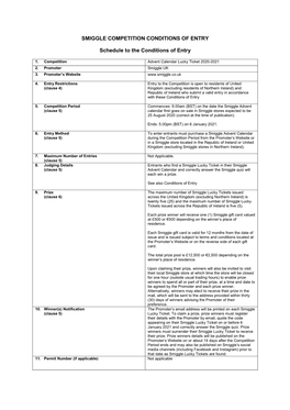 SMIGGLE COMPETITION CONDITIONS of ENTRY Schedule to the Conditions of Entry