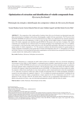 Optimization of Extraction and Identification of Volatile Compounds from Myrciaria Floribunda1