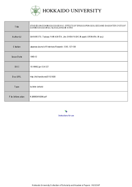 EFFECTS of DRUGS UPON SCOLICES and DAUGHTER CYSTS of Title ECHINOCOCCUS MULTILOCULARIS in VITRO