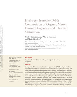 Hydrogen Isotopic (D/H) Composition of Organic Matter During Diagenesis and Thermal Maturation