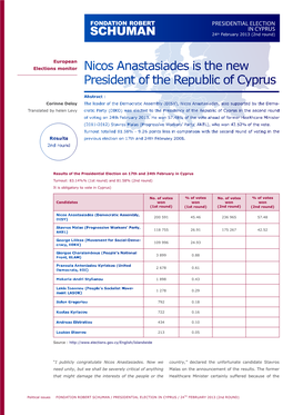 PRESIDENTIAL ELECTION in CYPRUS 24Th February 2013 (2Nd Round)