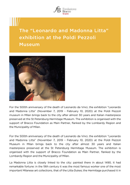 Fondazione-Bracco-The Leonardo and Madonna Litta Exhibition At