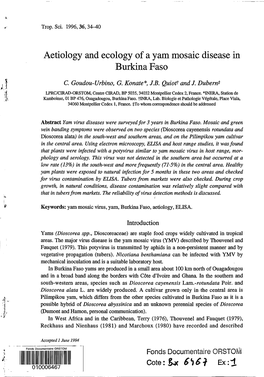 Aetiology and Ecology of a Yam Mosaic Disease in Burkina Faso C